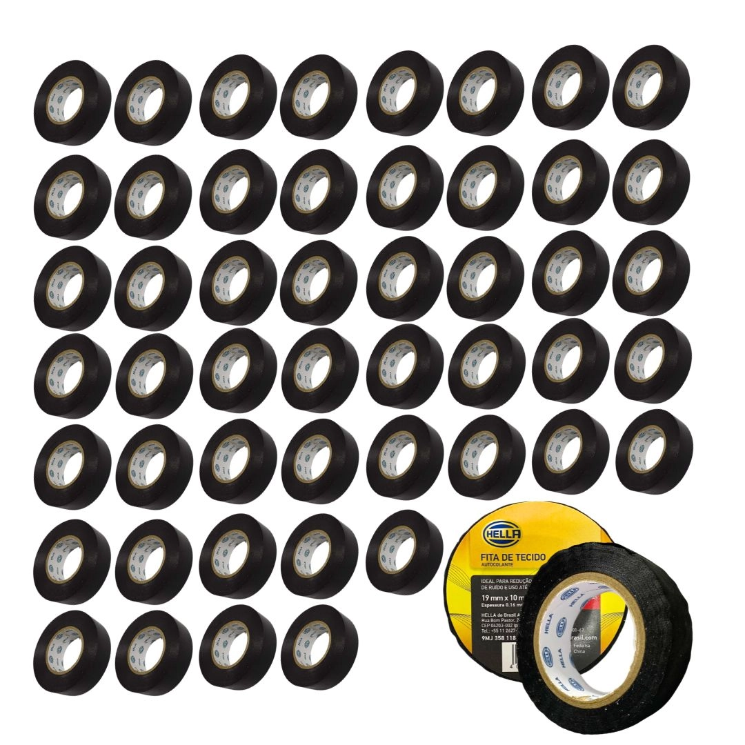 Kit 100 Fitas Tecido Isolante Chicote Anti Chama 19mm x 10m