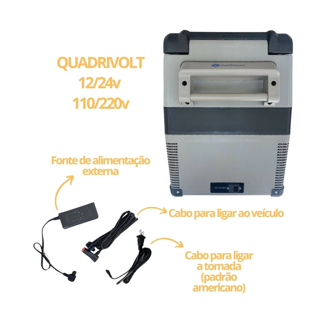 Geladeira Portátil 45L 12v/24v 110v/220v Caminhão Ônibus Van