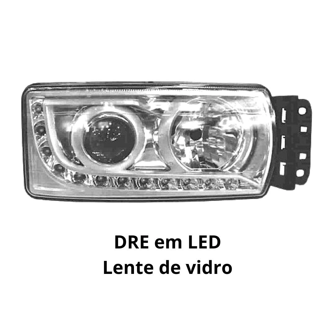 Par Farol Para Iveco Stralis Hi-Way Fundo Cromado Led Par Farol Para Iveco Stralis Hi-Way Fundo Cromado Led