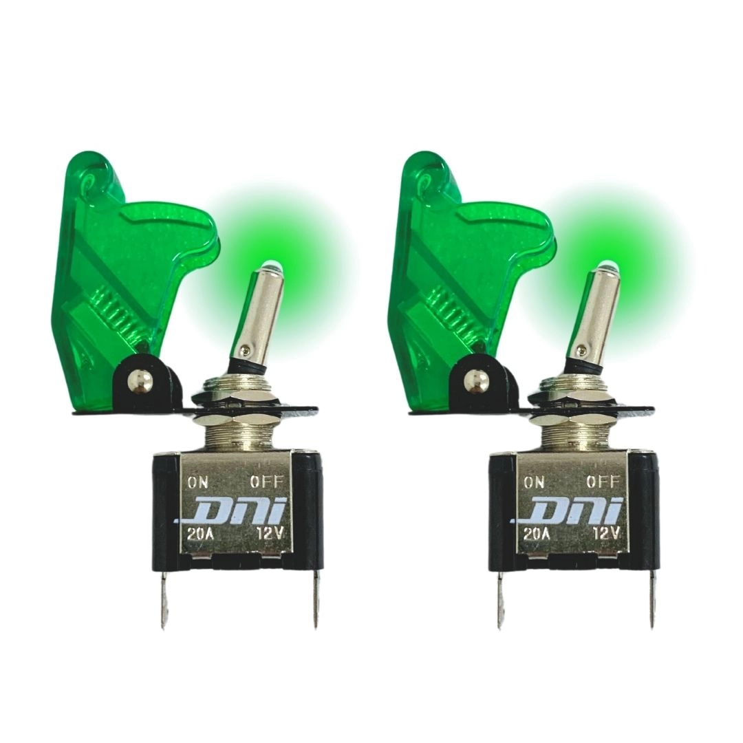 Kit 2 Chave Botão Liga Desliga 2 Posições 12v Capa Verde LED