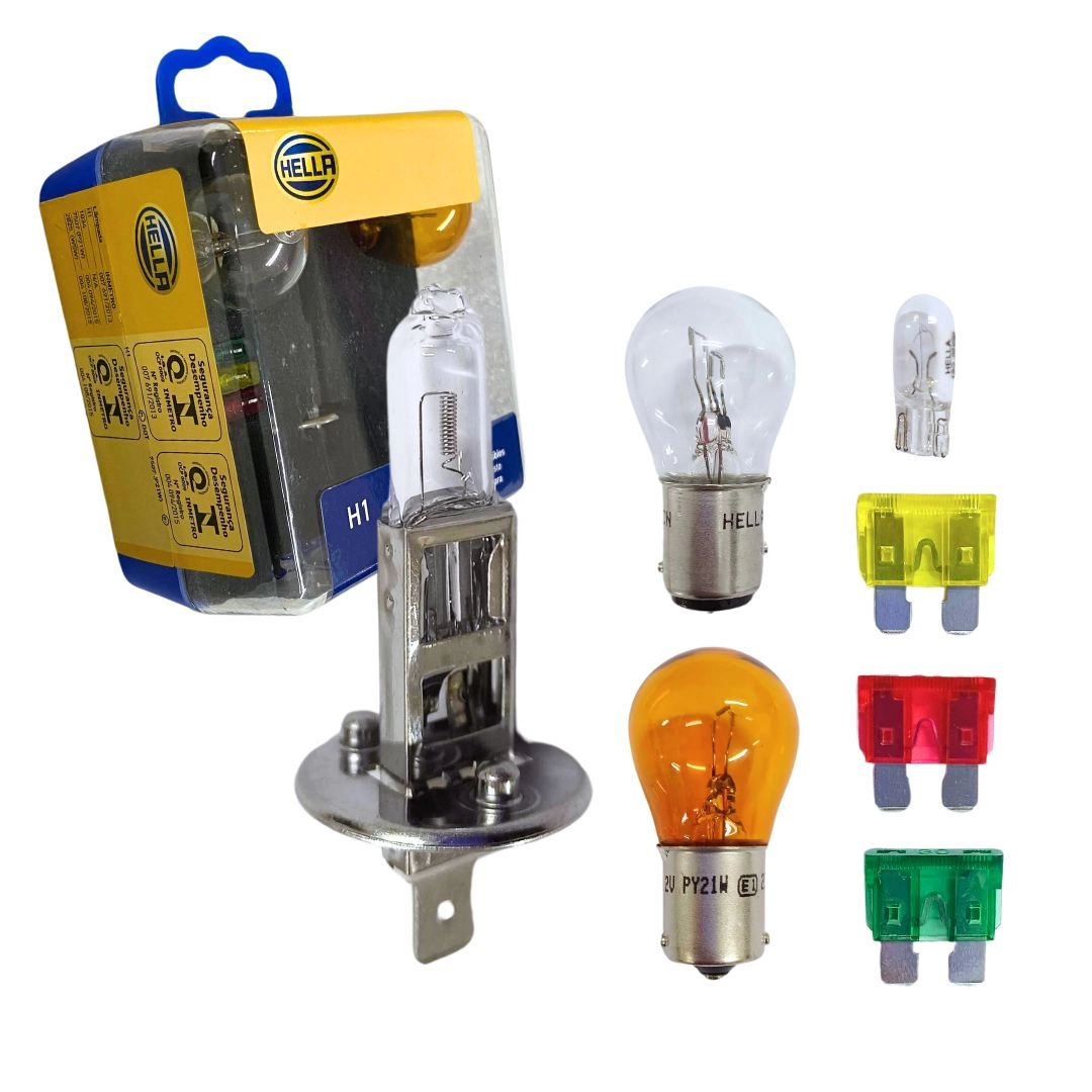 Kit Lampadas H1 12v Farol Baixo Seta Re Fusivel 7Pçs Hella