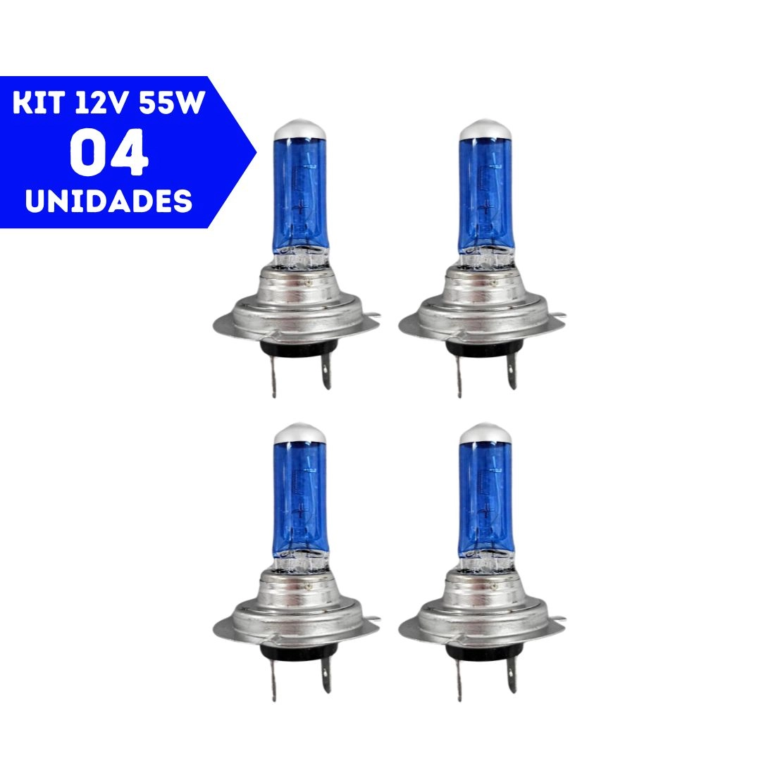 Kit 4 Lâmpadas Super Branca H7 12v 55w Lâmpada Branca GL61H7