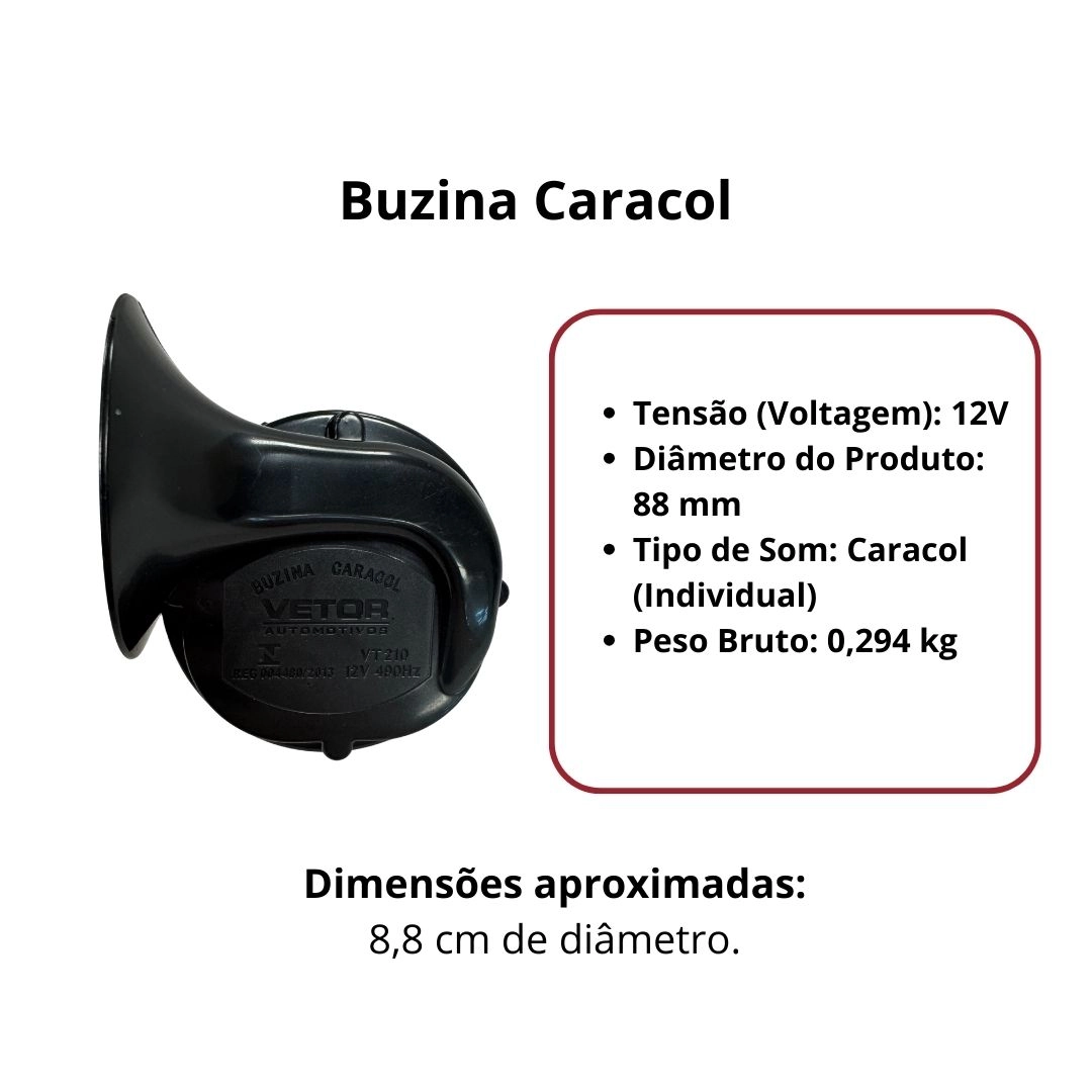 Buzina Caracol Para Volkswagen Gol Fox Saveiro Parati Carro 12v Original GB1057