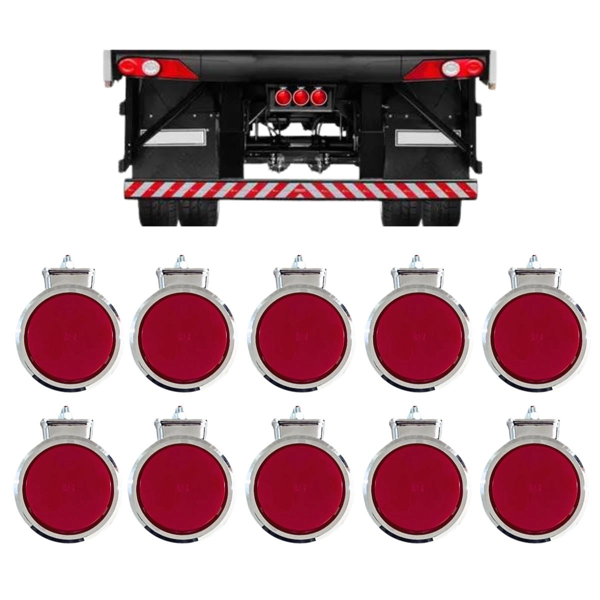 Kit 10 Lanterna Bojuda Foguinho Maria LED Cromada Vermelha