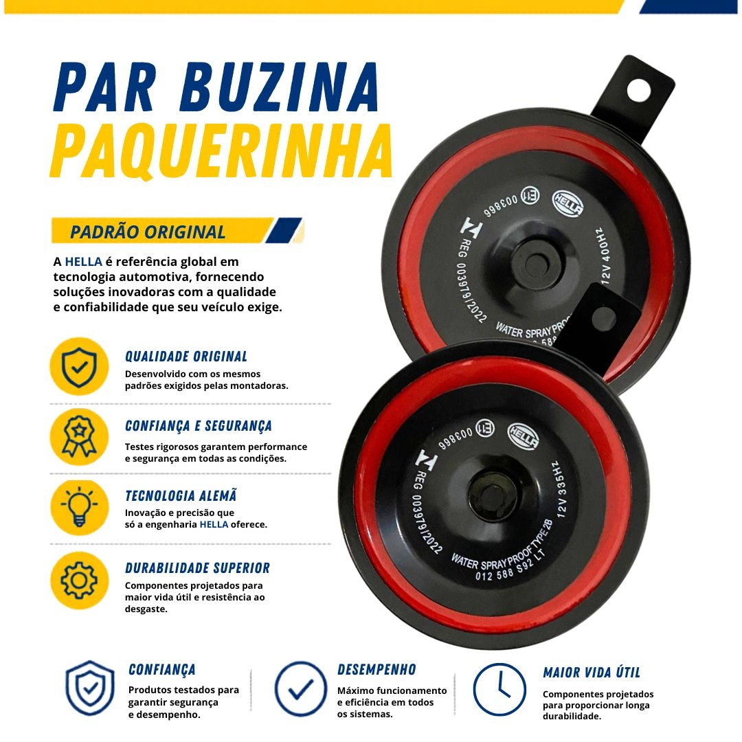 Buzina Dupla Paquerinha Grave Agudo Para Automotivo Ford Volkswagen Chevrolet Fiat 12v 115 dB Buzina Dupla Paquerinha Grave Agudo Para Automotivo Ford Volkswagen Chevrolet Fiat 12v 115 dB