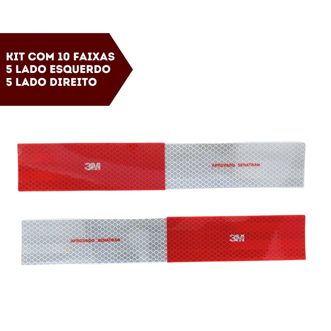 Kit 10 Faixas Refletivas Lateral e Parachoque 3M Original