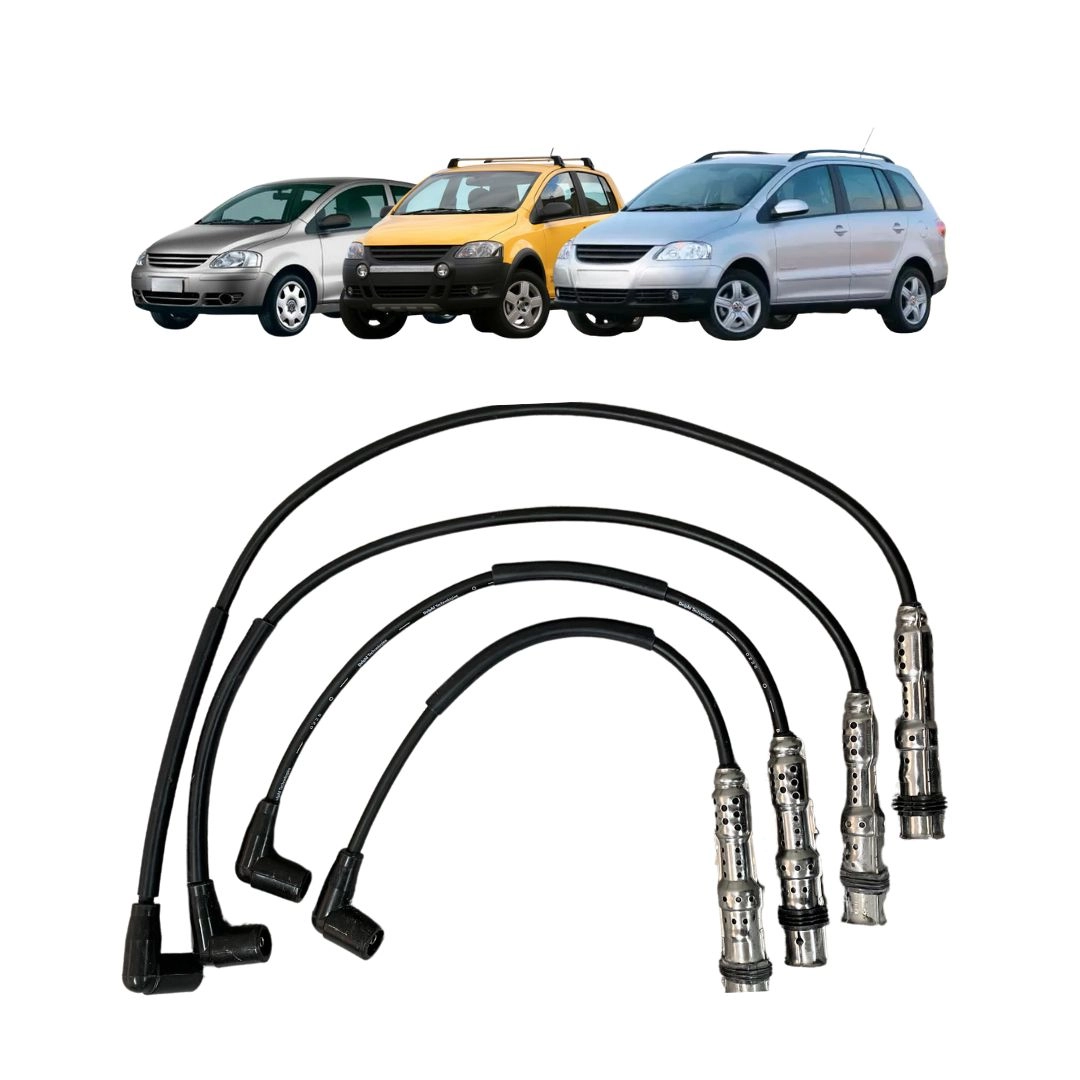 Jogo 4 Cabos Ignição Para VW Fox CrossFox SpaceFox 1.0 1.6