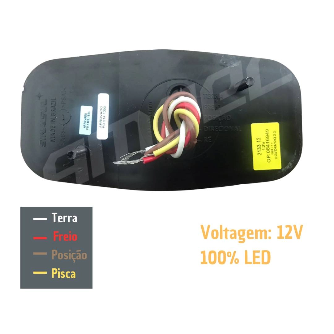 Lanterna Traseira Canoinha LED 12v Universal Carretinha Reboque Sinal Sul 2133 12