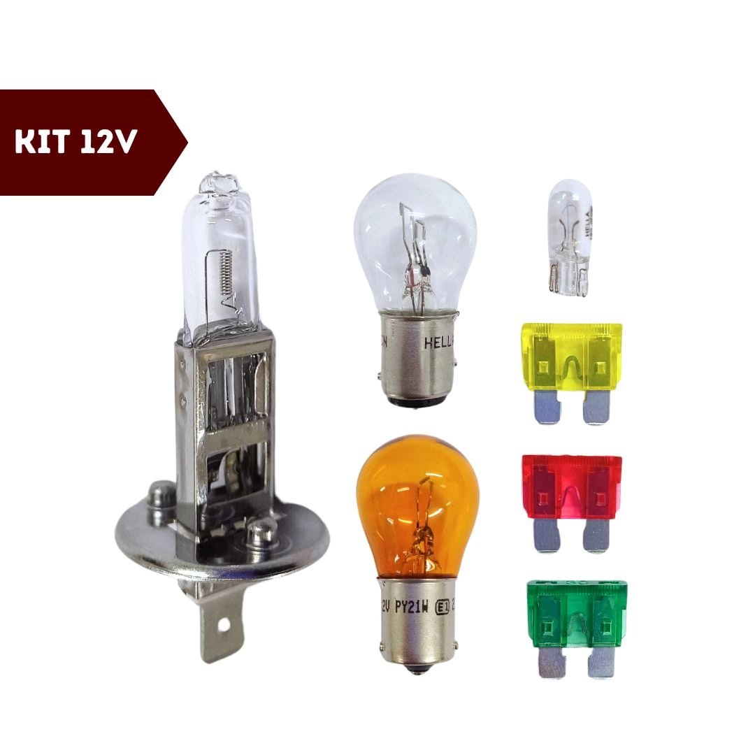 Kit Lampadas H1 12v Farol Baixo Seta Re Fusivel 7Pçs Hella
