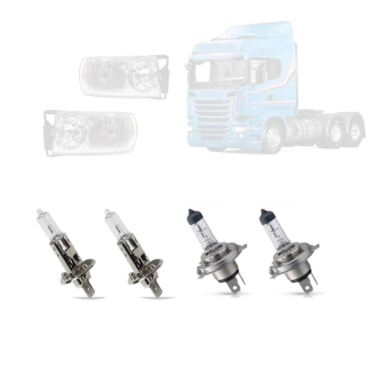 Kit Lâmpada H1 H7 Paracom Farol Scania Serie 5 S5 PGR Kit Lâmpada H1 H7 Paracom Farol Scania Serie 5 S5 PGR