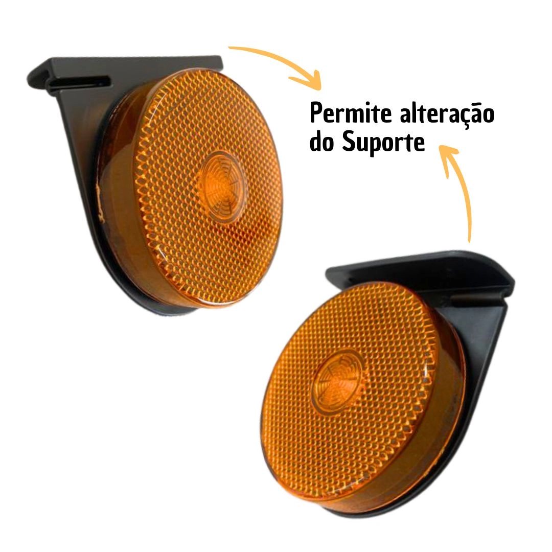 Lanterna Lateral LED Para Carreta Caminhão Trailer Reboque Com Suporte Amarela G 85mm