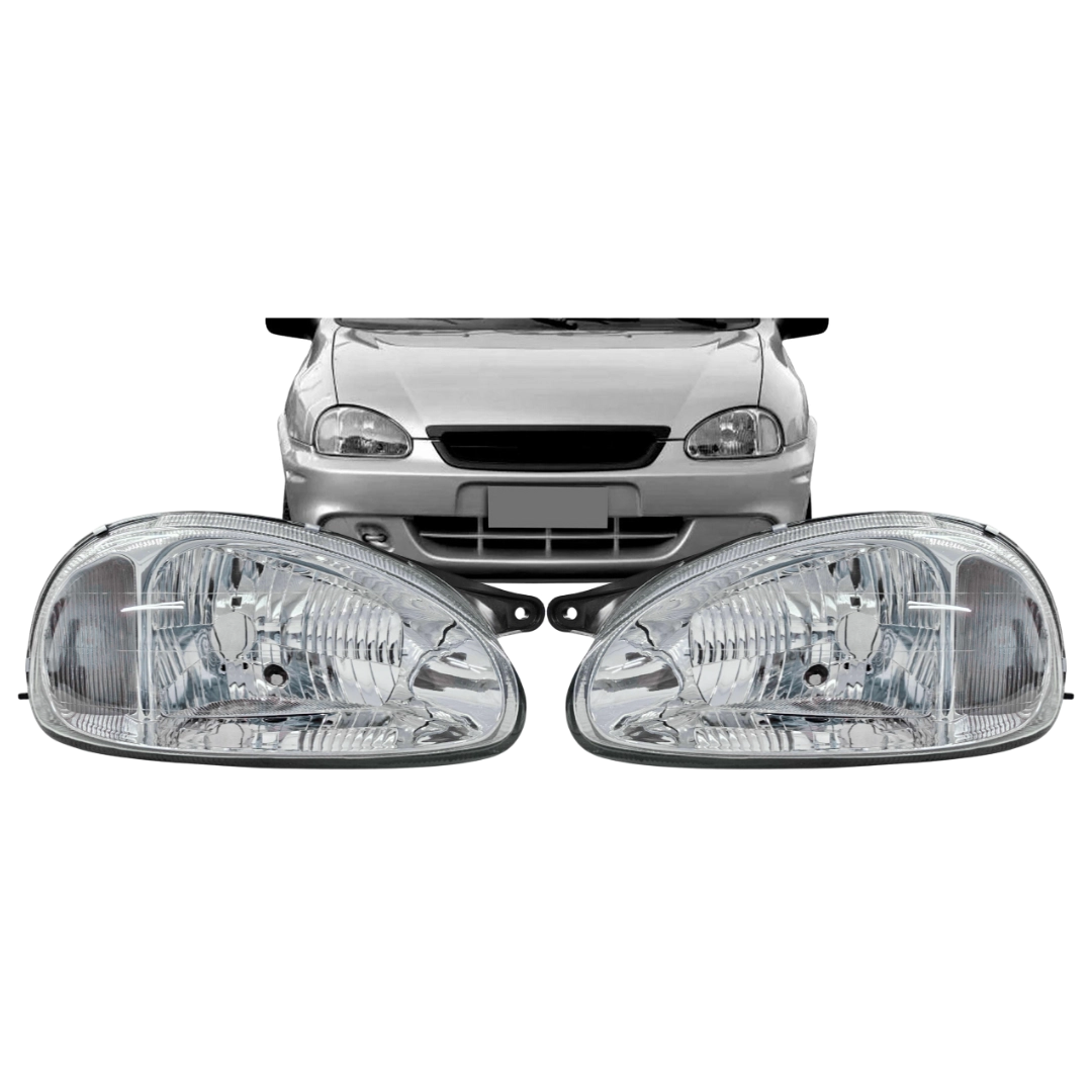 Par Farol Principal GM Corsa Classic 2002 a 2010 Vidro LD LE Par Farol Principal GM Corsa Classic 2002 a 2010 Vidro LD LE