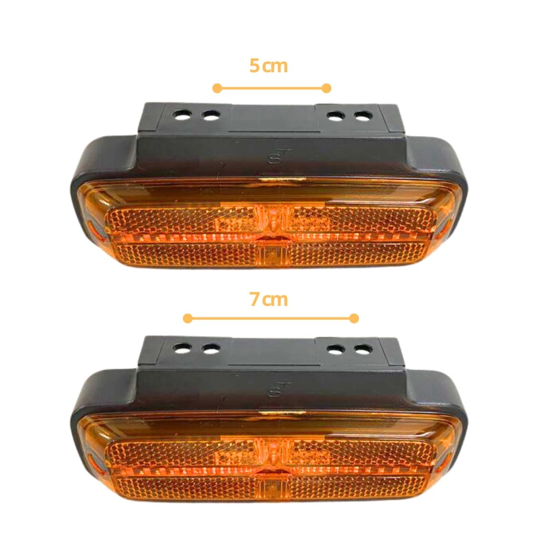 Lanterna Lateral Posição Refletor Com Suporte LED Amarela Lanterna Lateral Posição Refletor Com Suporte LED Amarela