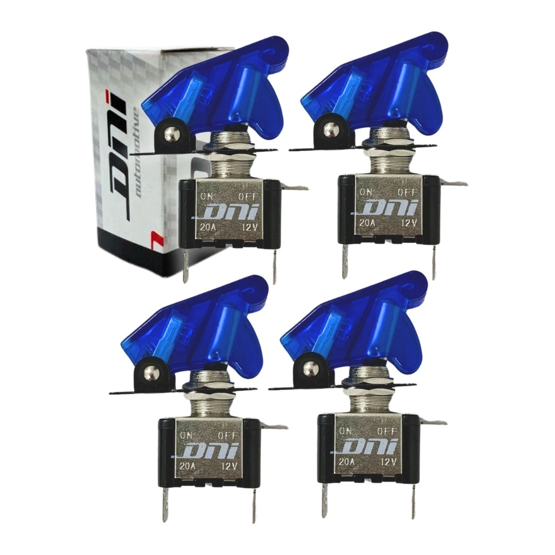 Kit 4 Chave Botão Liga Desliga 2 Posições 12v Capa Azul LED