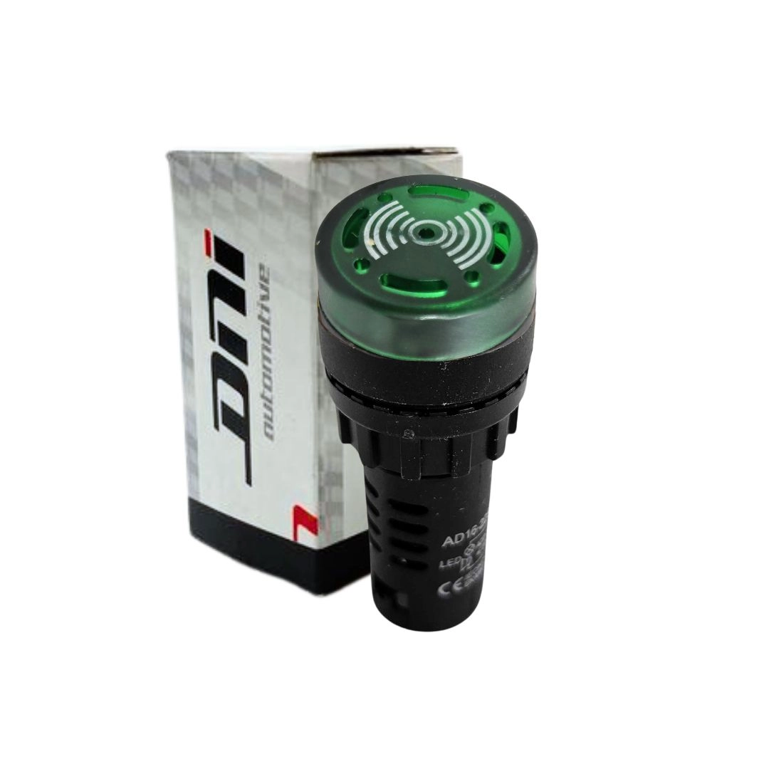 Alarme Sonoro Buzzer Sinaleiro LED Verde Audiovisual 24Vdc