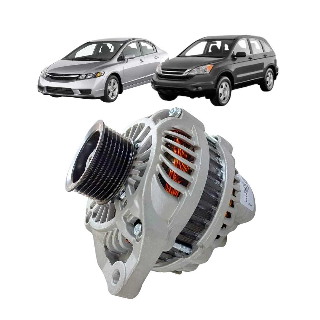 Alternador de Energia Elétrica 12V 90A Polia Rígida 7 Canais Projeto Mitsubishi Honda Civic 1.8 LX LXL EXS New Civic CRV