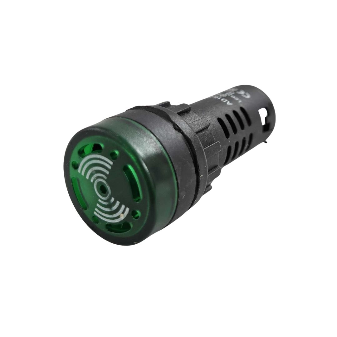 Alarme Sonoro Buzzer Sinaleiro LED Verde Audiovisual 12Vdc