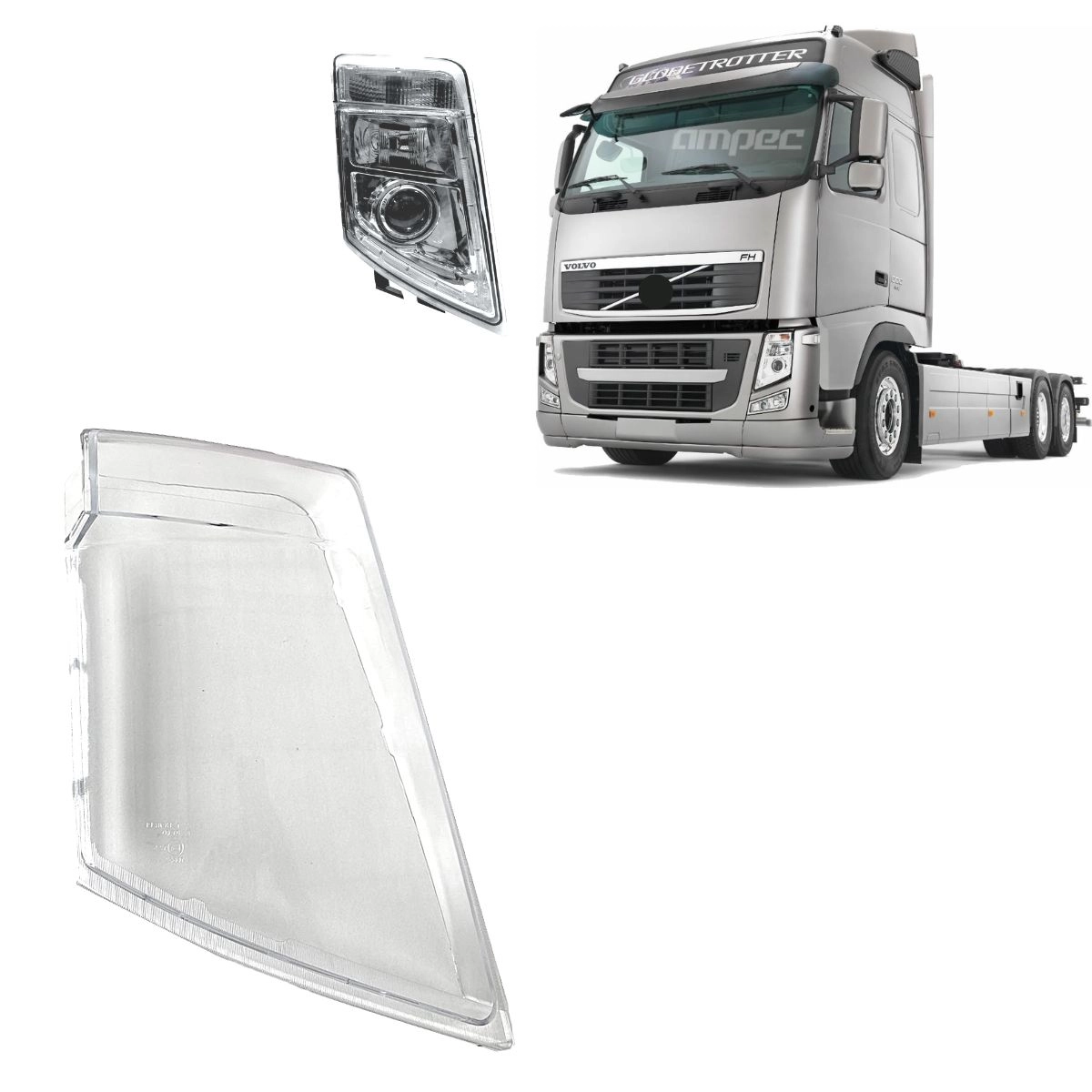Lente Farol Principal Para Volvo FH13 Lado Direito