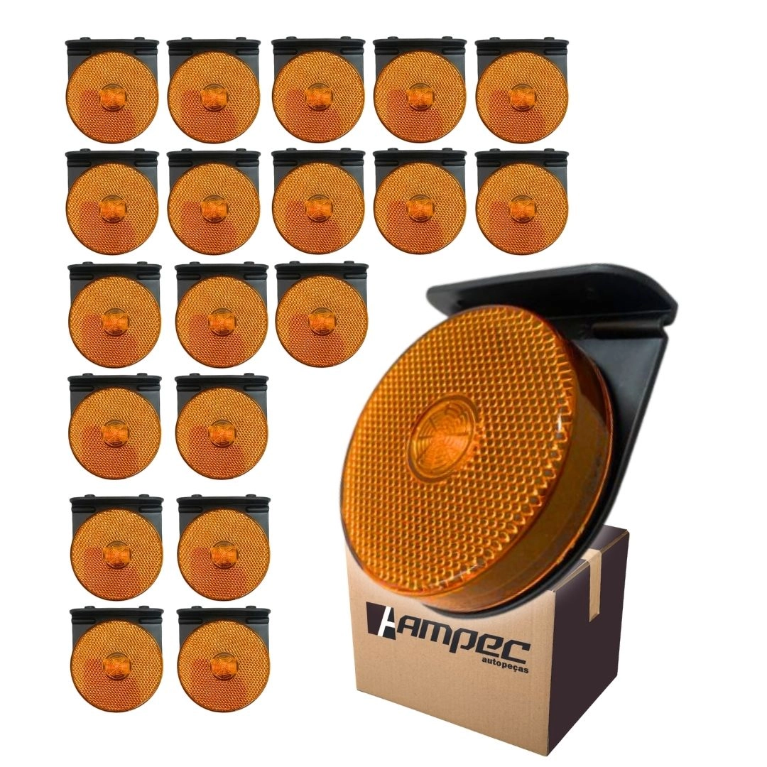 Kit 20 Lanternas Lateral Led Carreta Com Suporte Amarela G Kit 20 Lanternas Lateral Led Carreta Com Suporte Amarela G