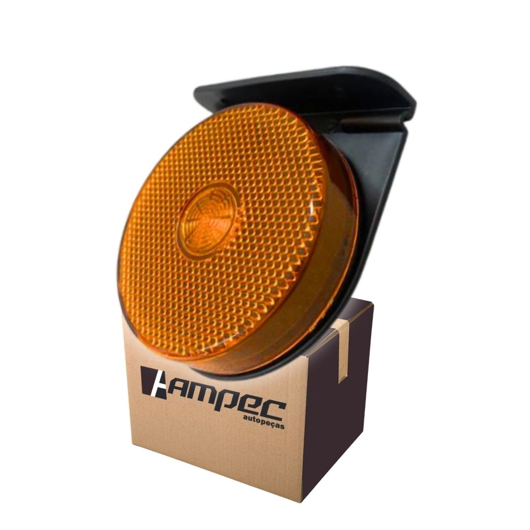Lanterna Lateral LED Para Carreta Caminhão Trailer Reboque Com Suporte Amarela G 85mm