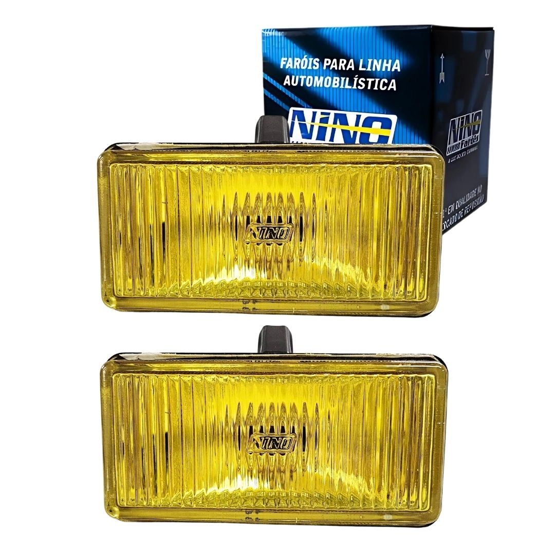 Par Farol Auxiliar Retangular 152x78mm Vidro Amarela