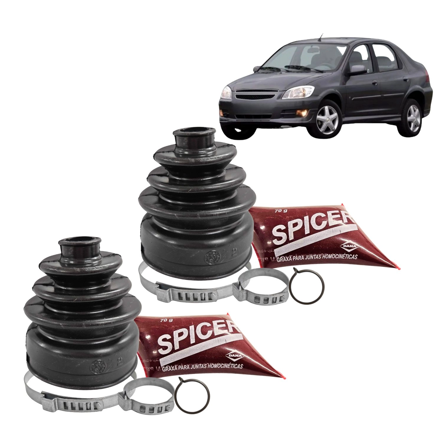 Par Kit Reparo Coifa Homocinetica Para Prisma 1.4 06 a 13 Roda