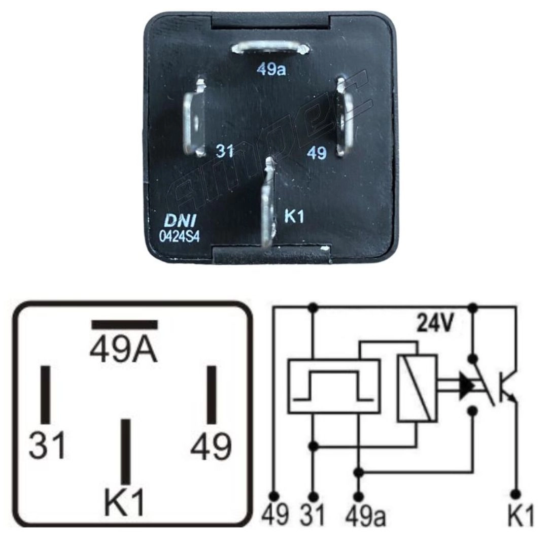 Rele Comando Seta Pisca Caminhão Ônibus 24V 500W DNI0424S4