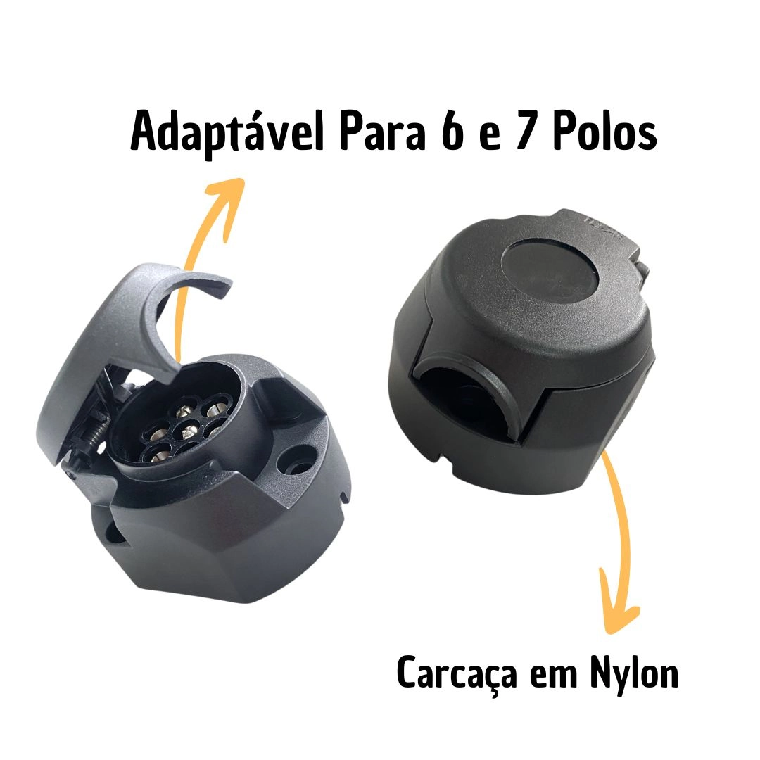 Kit Femea Macho Tomada Plug Elétrica Reboque Carretinha 6p Kit Femea Macho Tomada Plug Elétrica Reboque Carretinha 6p