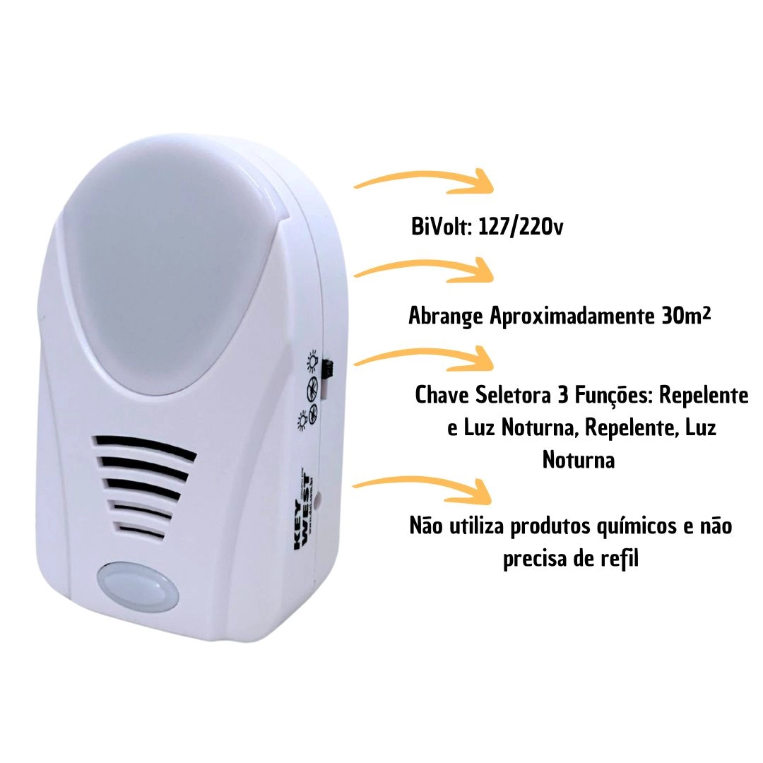 Repelente Eletrônico Luz Noturna Bivolt 110/220V DNI6953 Repelente Eletrônico Luz Noturna Bivolt 110/220V DNI6953