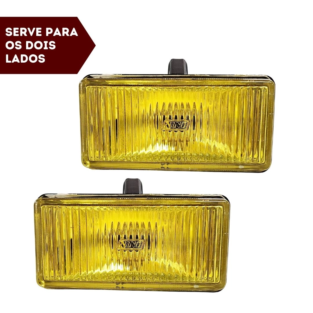 Par Farol Auxiliar Retangular 152x78mm Vidro Amarela