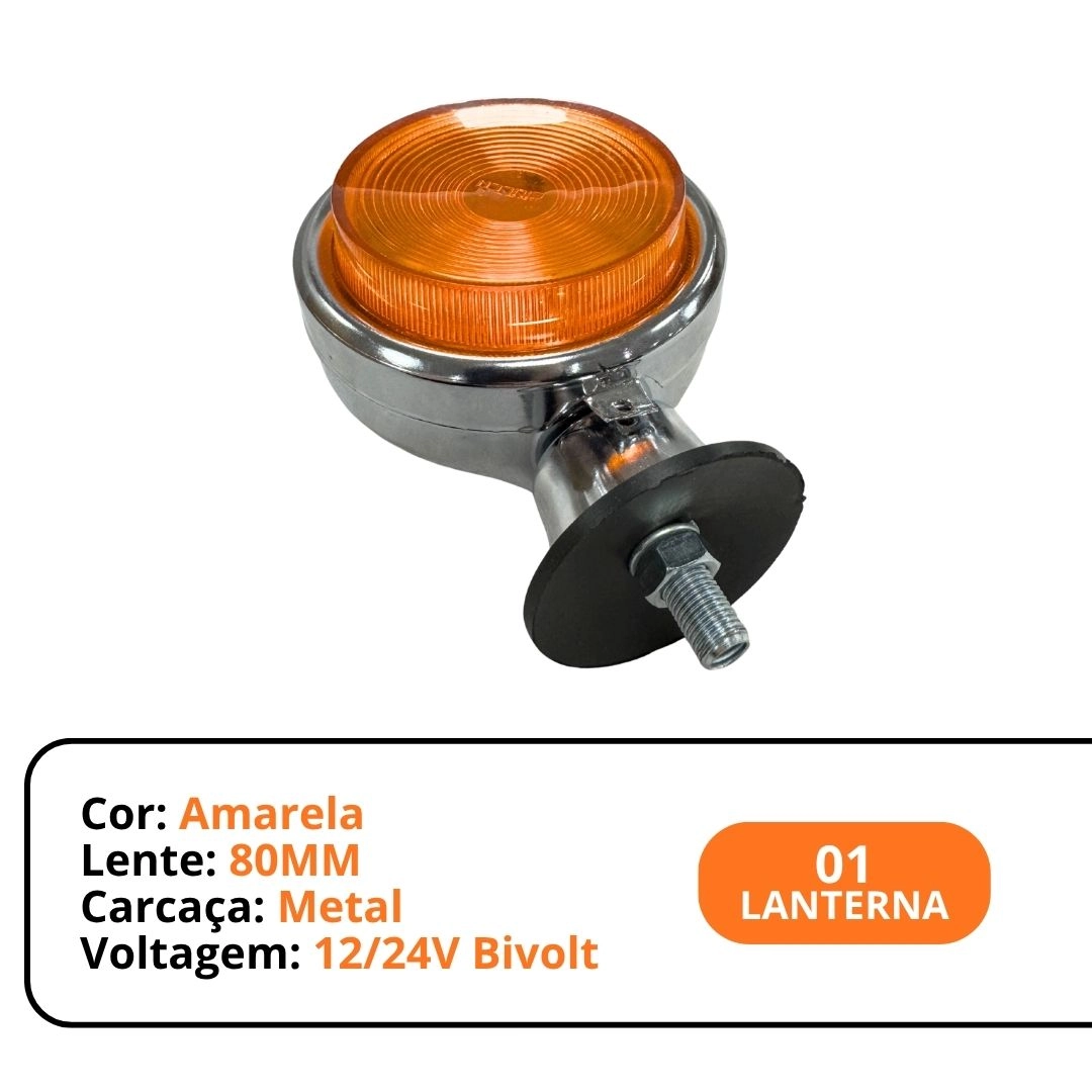 Lanterna Bojuda Foguinho Maria Cromada Amarelo Para Caminhão Carreta Reboque