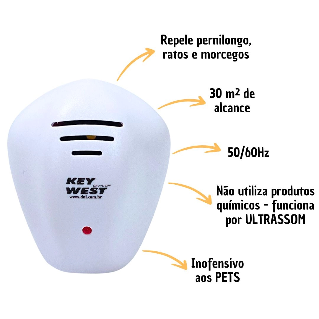 Repelente Eletrônico Pernilongo Rato Morcego 110V/220V 30m Repelente Eletrônico Pernilongo Rato Morcego 110V/220V 30m
