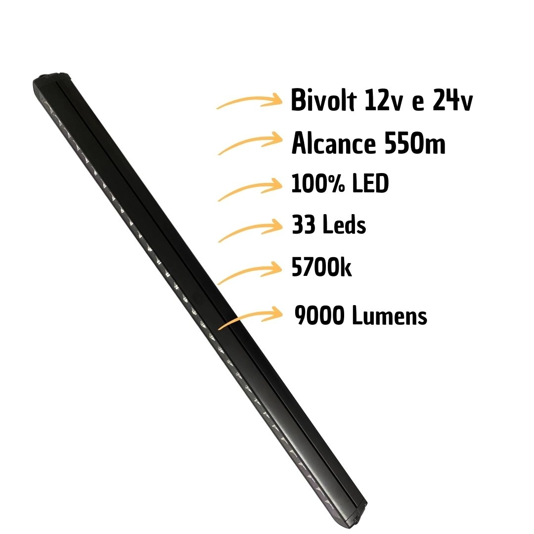 Barra Farol Auxiliar de LED Automotiva 32 Pol 80cm Hella Black Magic 165W 9000 Lúmens Multivolt 12V 24V Original 2XM3573 Barra Farol Auxiliar de LED Automotiva 32 Pol 80cm Hella Black Magic 165W 9000 Lúmens Multivolt 12V 24V Original 2XM3573