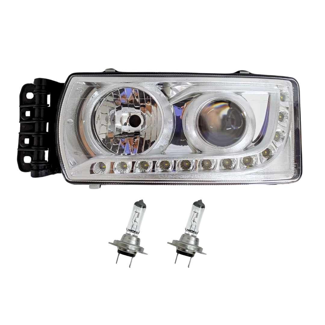 Farol Para Iveco Stralis Hi-way Cromado Led Com Chicote LE Farol Para Iveco Stralis Hi-way Cromado Led Com Chicote LE