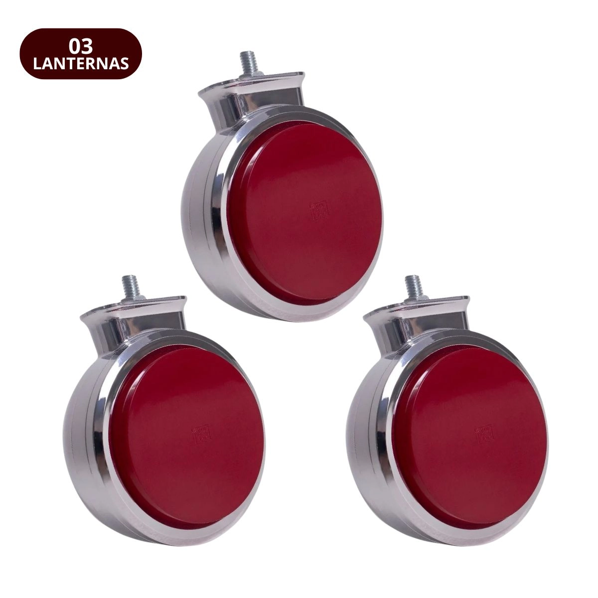 Kit 3 Lanterna Bojuda Foguinho Maria LED Cromada Vermelha