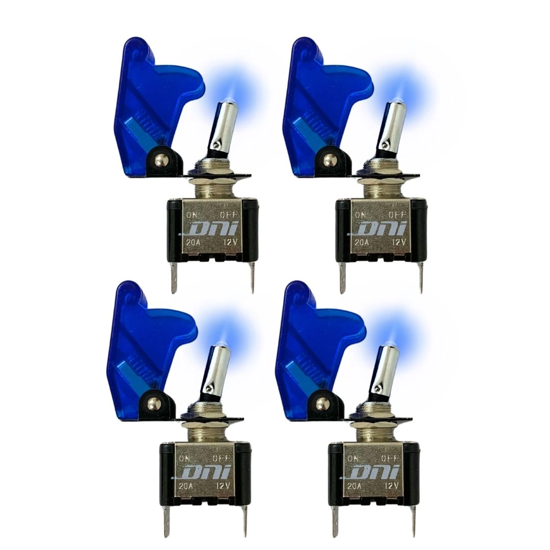 Kit 4 Chave Botão Liga Desliga 2 Posições 12v Capa Azul LED