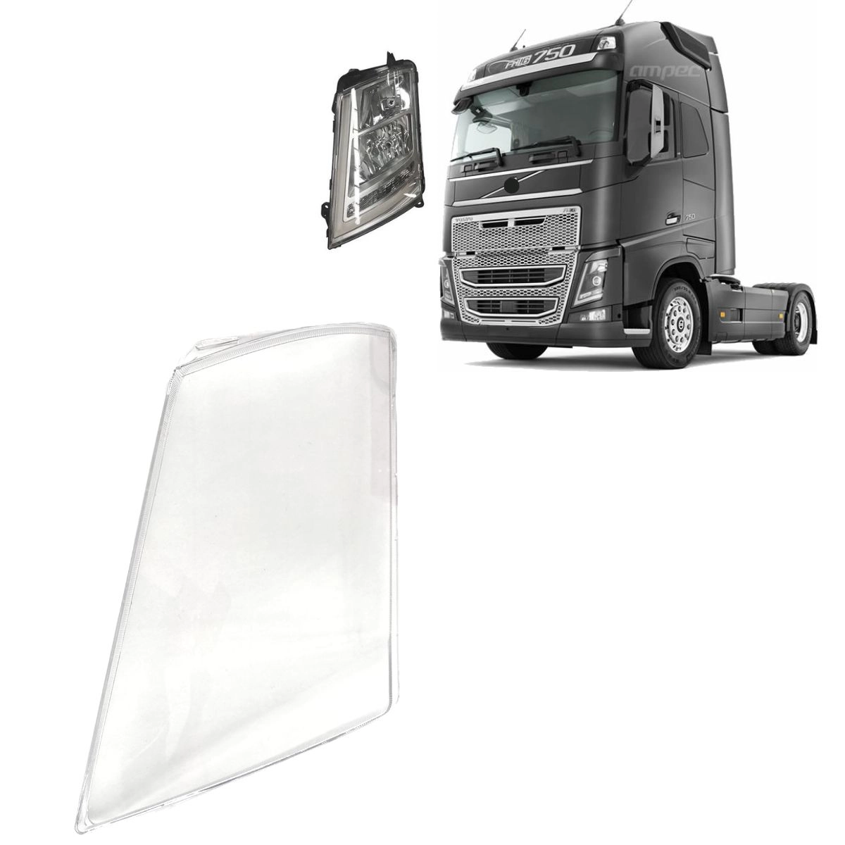 Lente para Farol Para Volvo FM FH FM16 FH16 Esquerdo