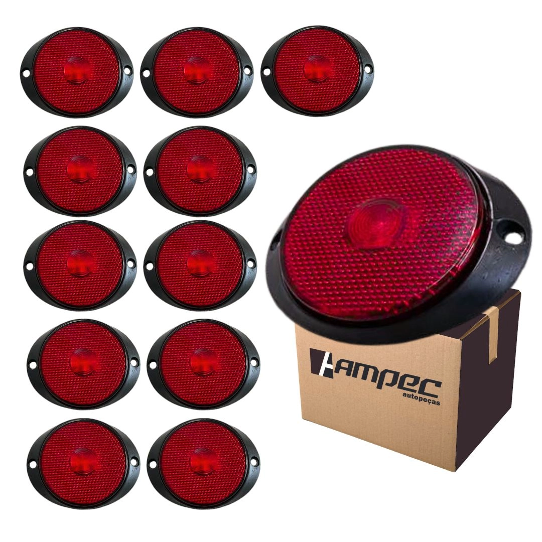 Kit 12 Lanternas Lateral Led Caminhão Carreta Frontal Vermelha