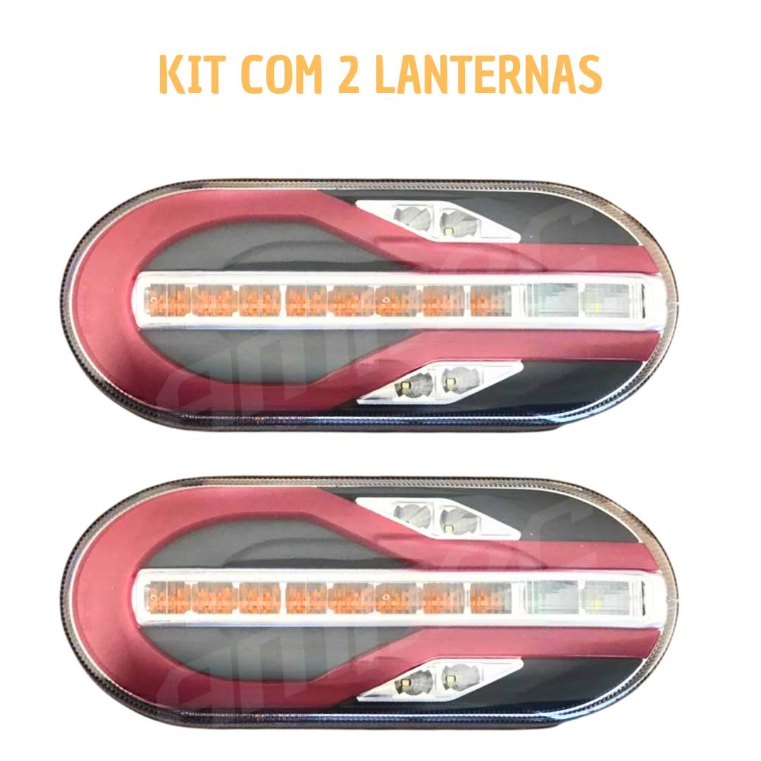Par Lanterna Traseira LED 24V Carreta Randon Módulo Cristal Par Lanterna Traseira LED 24V Carreta Randon Módulo Cristal