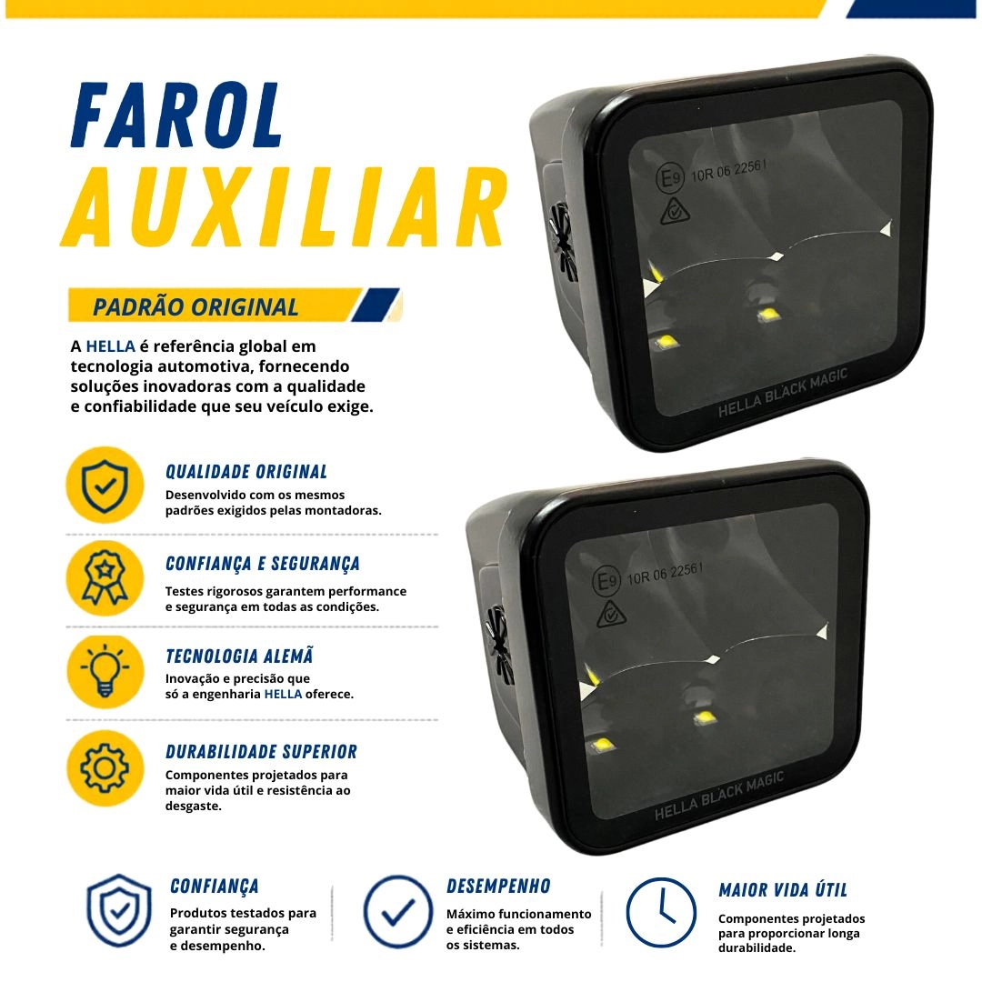 Par Farol Auxiliar Led Hella Cubo Black Magic 3,2p 8cm Spot Par Farol Auxiliar Led Hella Cubo Black Magic 3,2p 8cm Spot