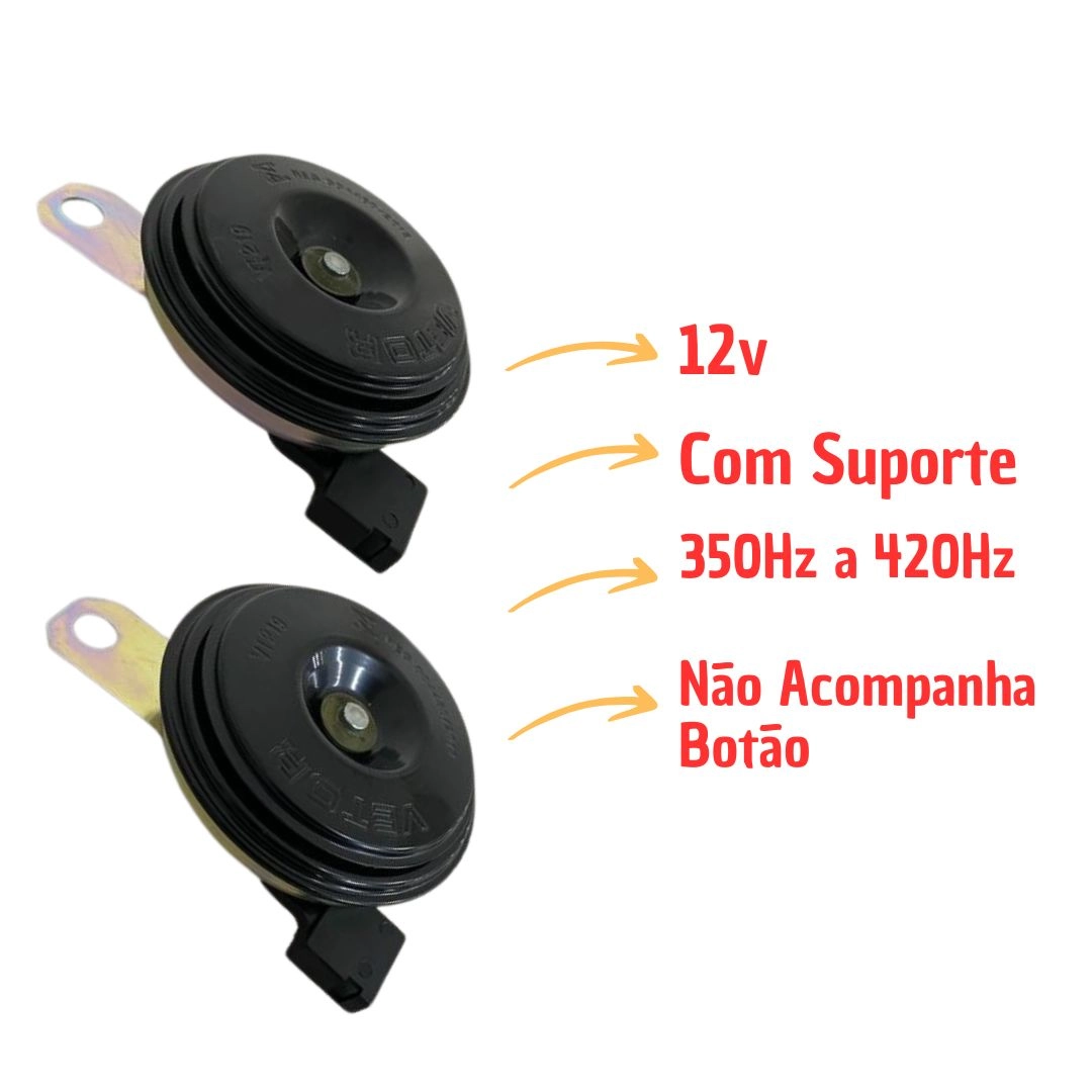 Par Buzina Toyota Hilux 72mm c/ Conector Original e Suporte Par Buzina Toyota Hilux 72mm c/ Conector Original e Suporte