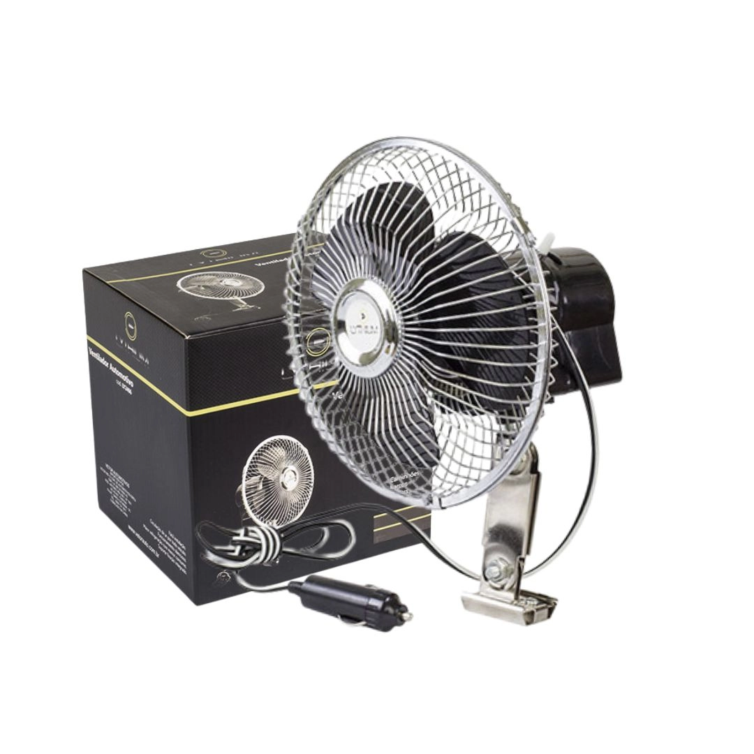 Ventilador Oscilante Automotivo 8 Polegadas Grade de Metal 24V Silencioso Com Plug Acendedor Para Cabine Caminhão Ônibus