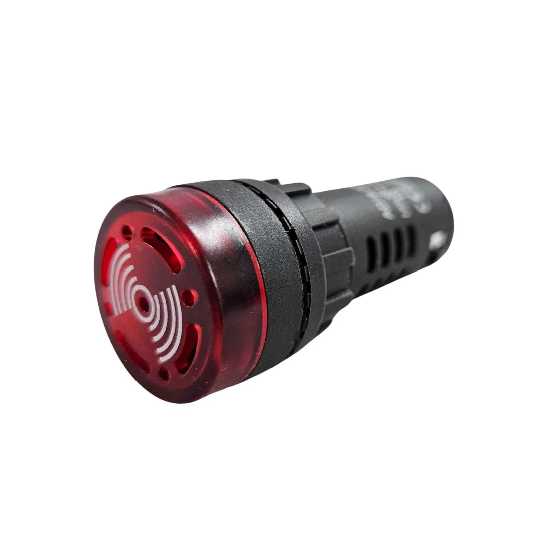 Alarme Sonoro Buzzer Sinaleiro LED Vermelho 22mm 110V