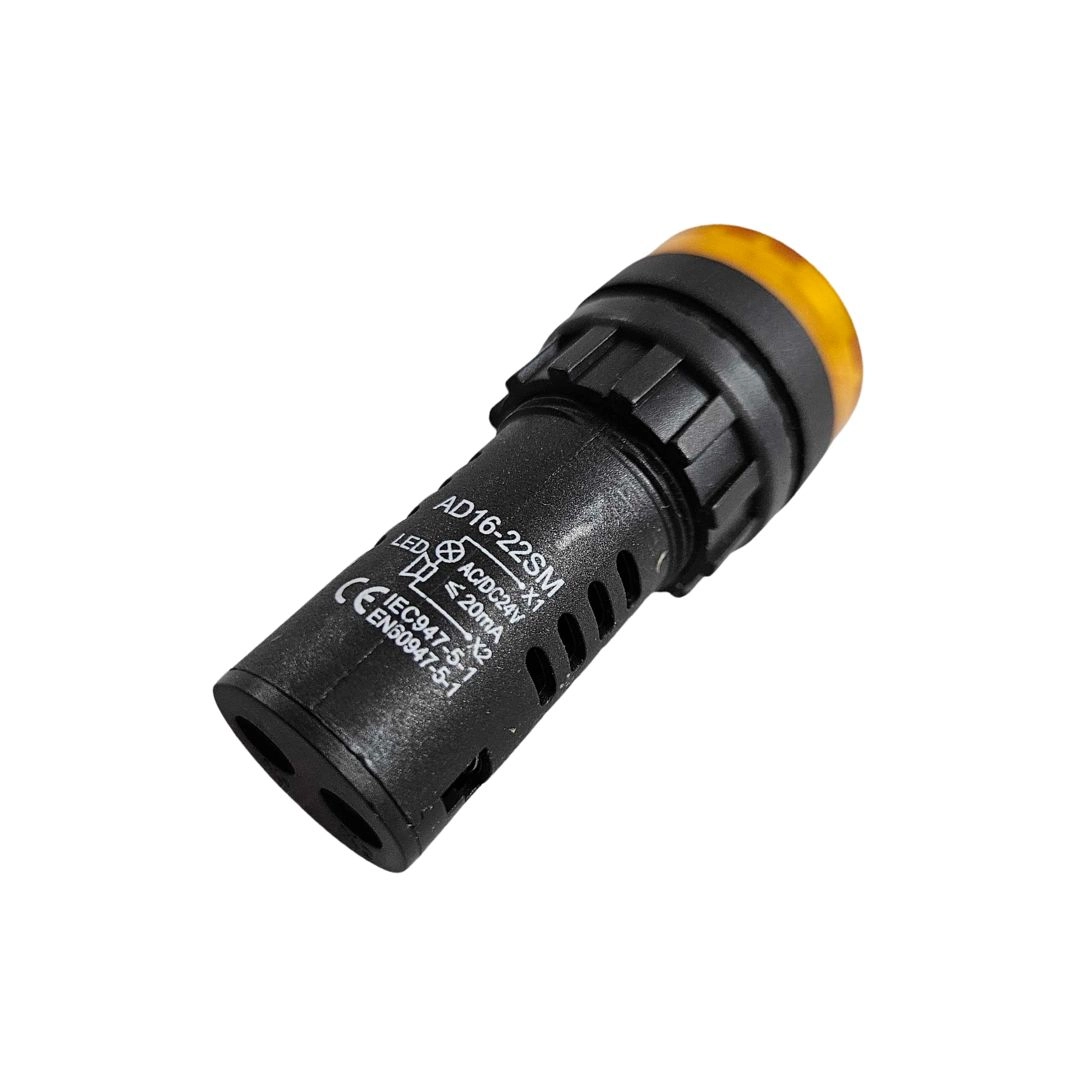 Alarme Sonoro Buzzer Sinaleiro LED Amarelo 22mm 24Vdc