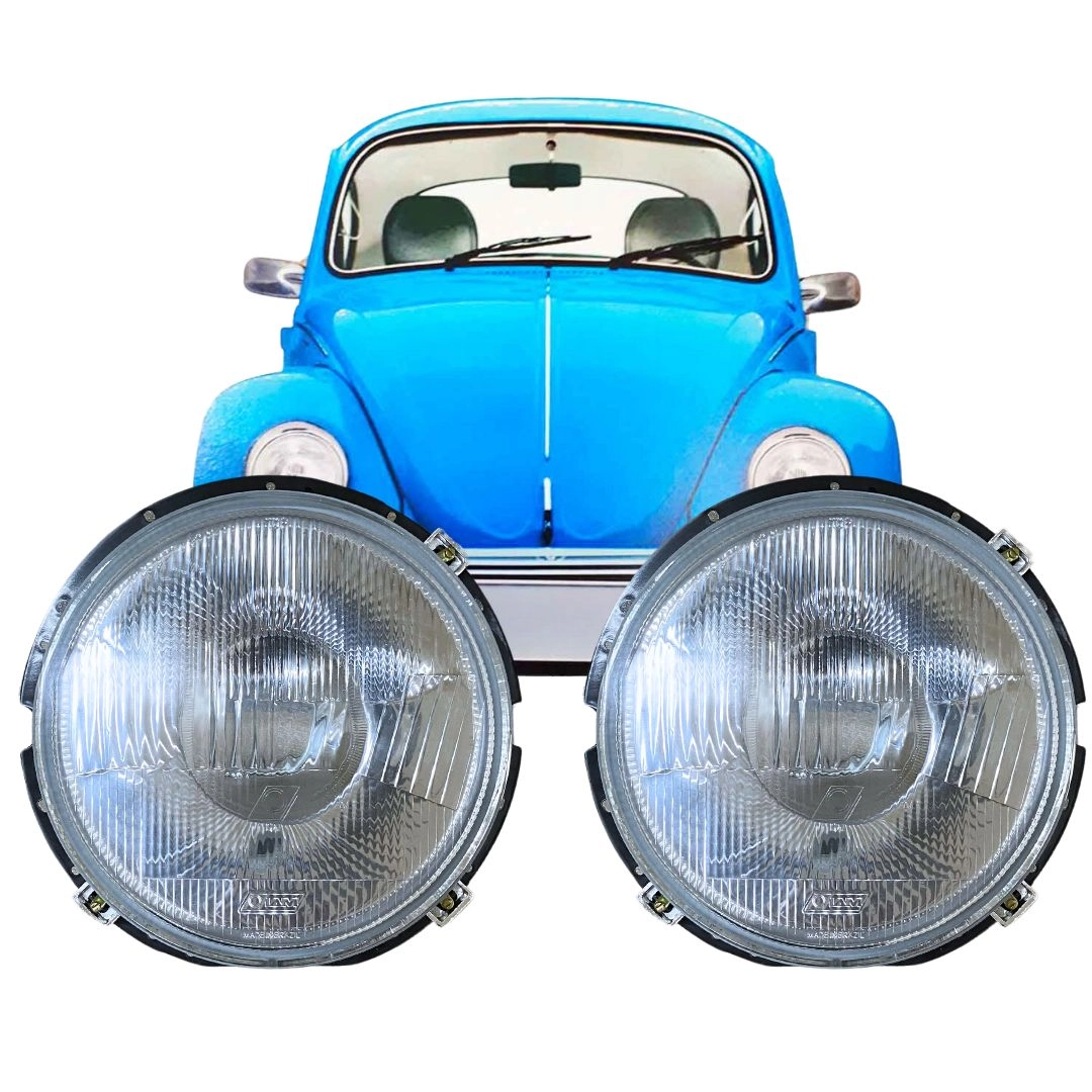 Kit Farol Vidro Para VW Fusca Kombi Passat + Lâmpadas Kit Farol Vidro Para VW Fusca Kombi Passat + Lâmpadas