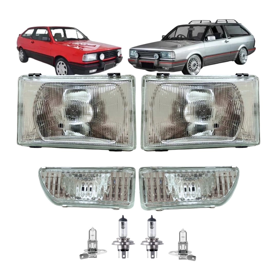 Kit Farol e Milha Para Gol Parati Quadrado 1987 a 1990 Vidro Kit Farol e Milha Para Gol Parati Quadrado 1987 a 1990 Vidro