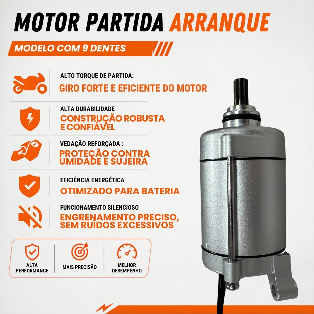 Motor de Arranque Partida 9 Dentes 12v Para Honda CG 125 Titan 2000 a 2004 Magnetron 31200KBB901 Motor de Arranque Partida 9 Dentes 12v Para Honda CG 125 Titan 2000 a 2004 Magnetron 31200KBB901
