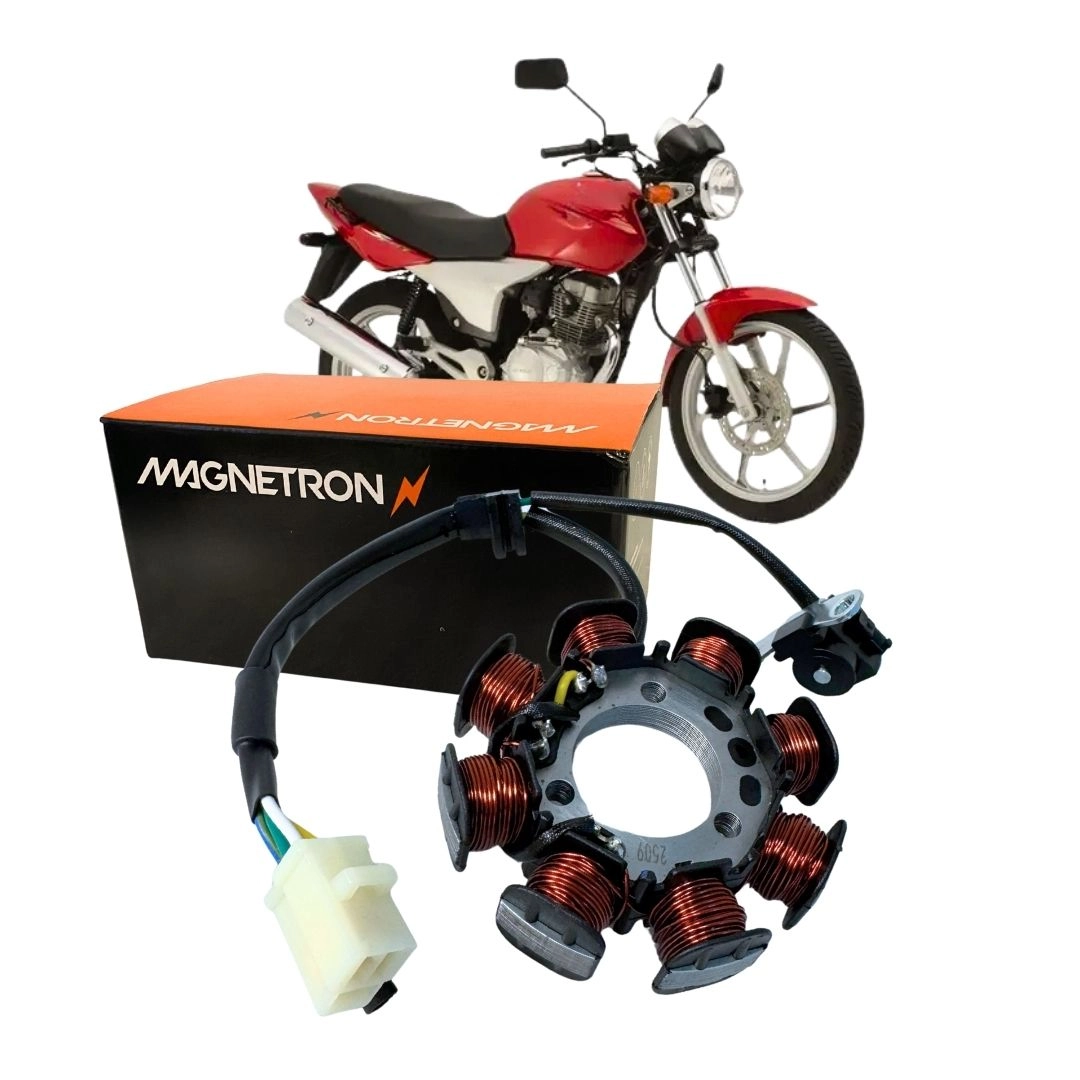Estator Magneto Regulador De Voltagem Para Honda Titan CG 150 Sport 2004 a 2008 Com Bobina De Pulso Magnetron 90271630 Estator Magneto Regulador De Voltagem Para Honda Titan CG 150 Sport 2004 a 2008 Com Bobina De Pulso Magnetron 90271630