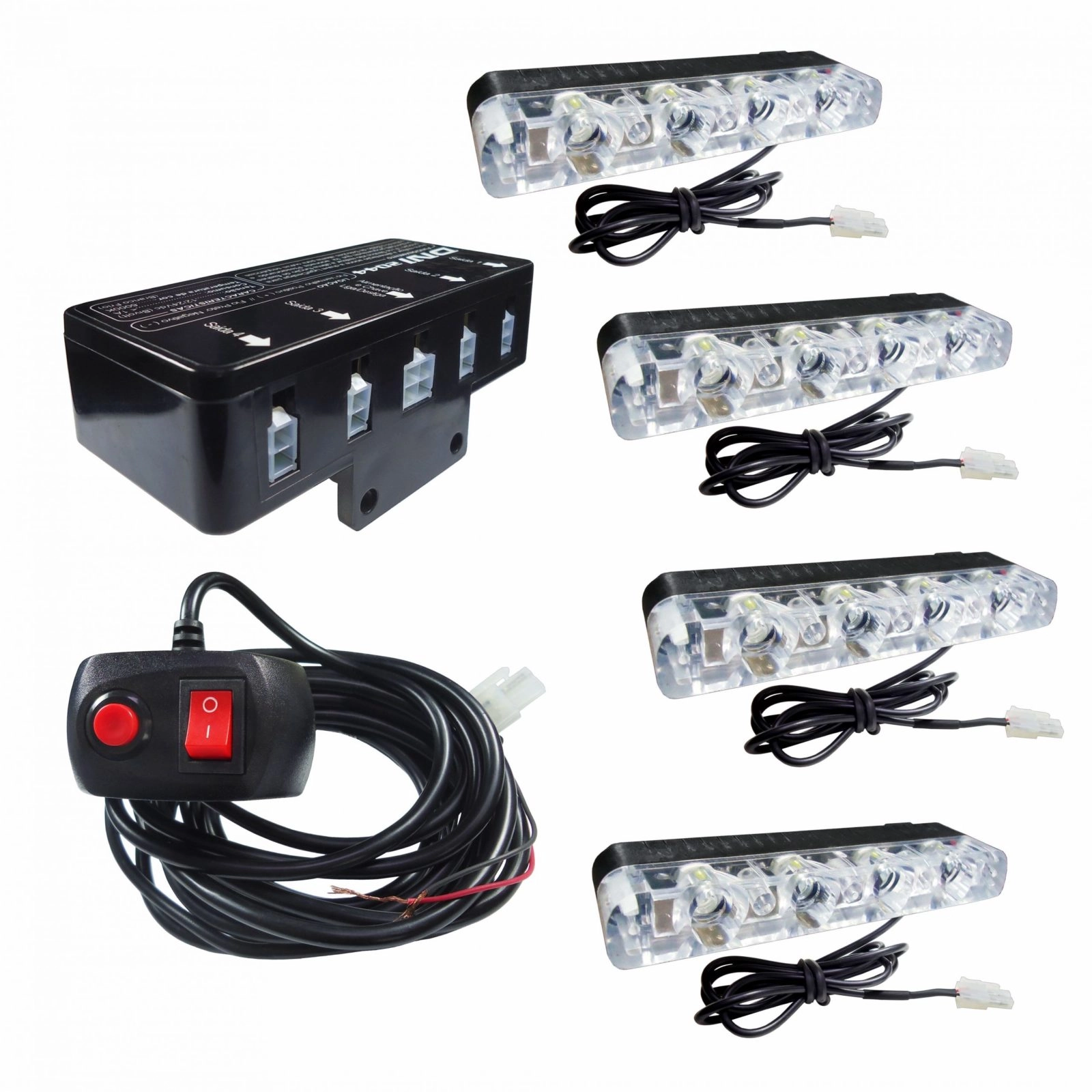 Kit Strobo Branco Ultra Forte Motos Viaturas 4 Barras 4 Leds Kit Strobo Branco Ultra Forte Motos Viaturas 4 Barras 4 Leds