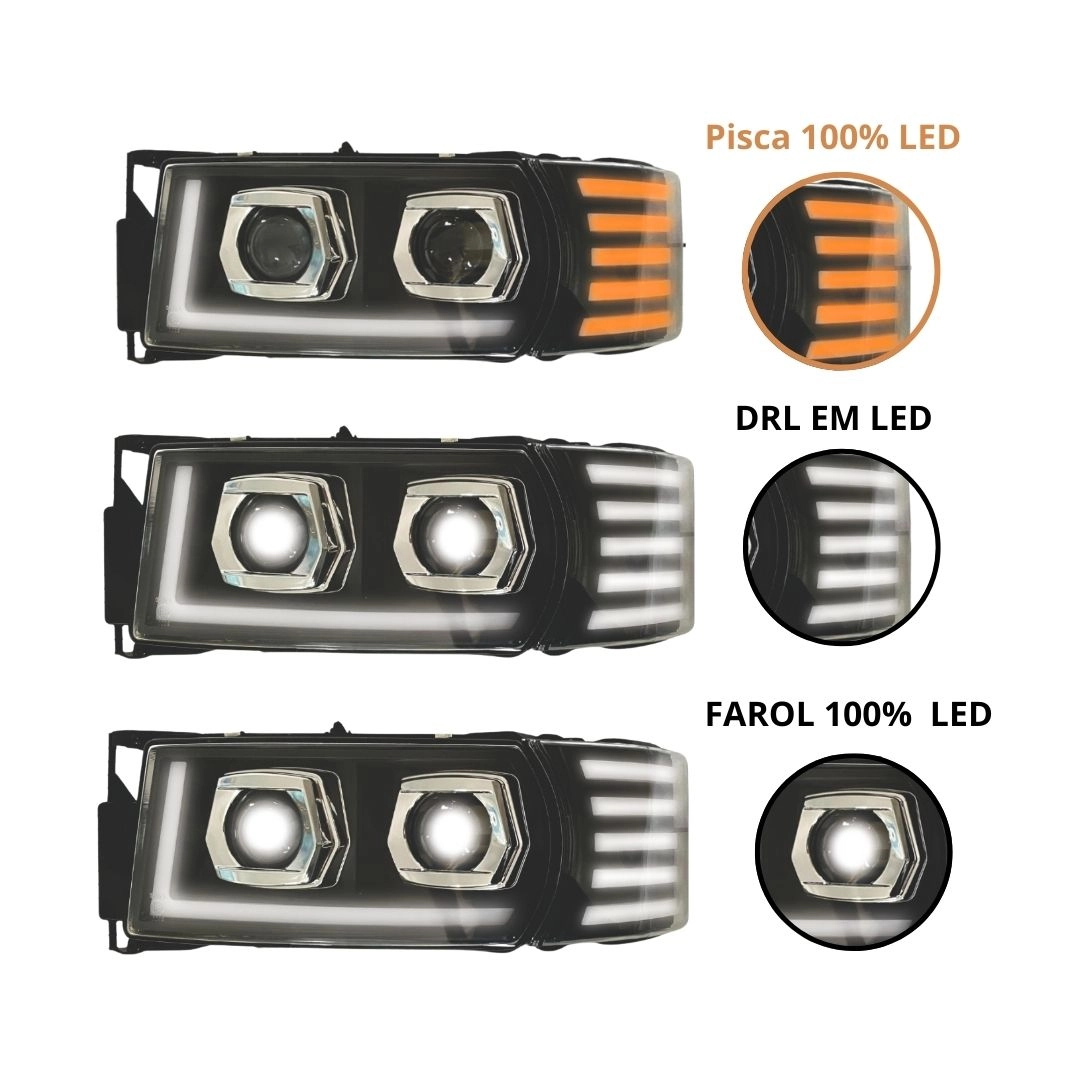 Farol e Lanterna Pisca Seta Para Scania S5 P G R Full LED LE